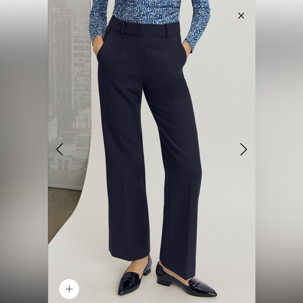 The Fold London •wide leg cuffed Trousers pants navy blue
